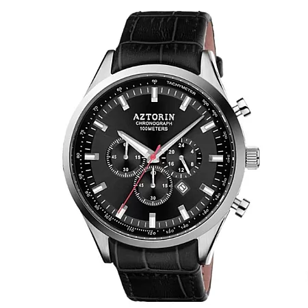 ΡΟΛΟΙ AZTORIN A047.G197 AZTORIN Sport Chronograph Black Leather Strap