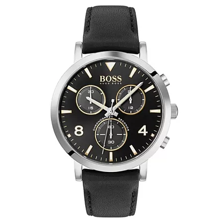 ΡΟΛΟΙ HUGO BOSS  1513766 BOSS Contemporary Spirit Chronograph Black Leather Strap