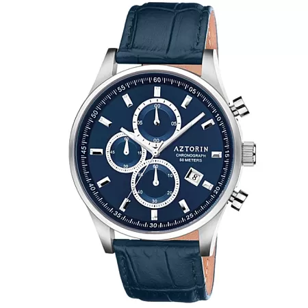 ΡΟΛΟΙ AZTORIN  A060.G378 AZTORIN Casual Chronograph Blue Leather Strap