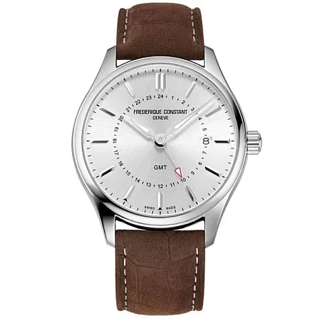ΡΟΛΟΙ FREDERIQUE CONSTANT FC-252SS5B6 FREDERIQUE CONSTANT Classic GMT Brown Leather Strap