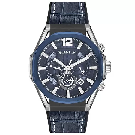 ΡΟΛΟΙ QUANTUM  PWG970.699 QUANTUM Dual Time Blue Silicone Strap