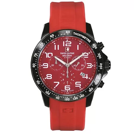 ΡΟΛΟΙ SWISS ALPINE MILITARY SAM7064.9876 SWISS ALPINE MILITARY Ranger Chronograph Red Silicone Strap
