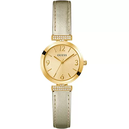 ΡΟΛΟΙ GUESS GW0614L2 GUESS Array Crystals Gold Leather Strap
