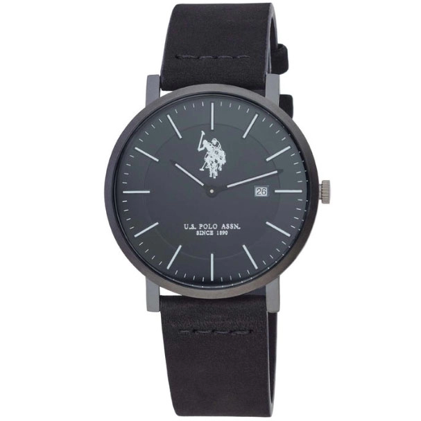 ΡΟΛΟΙ U.S. POLO  USP7158BK U.S.POLO Jackson Black Leather Strap