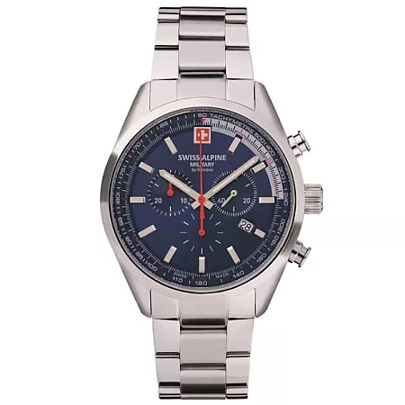 ΡΟΛΟΙ SWISS ALPINE MILITARY SAM7086.9135 SWISS ALPINE MILITARY Pegasus Chronograph Silver Stainless Steel Bracelet