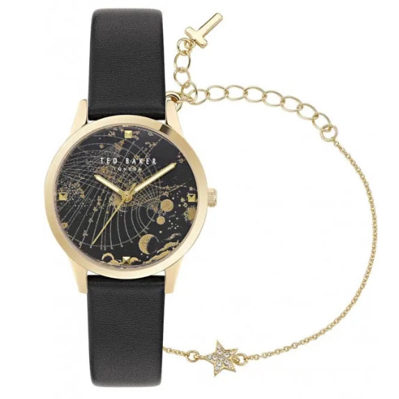 ΡΟΛΟΙ TED BAKER BKGFW2302 TED BAKER Fitzrovia Constellation Black Leather Strap Gift Set