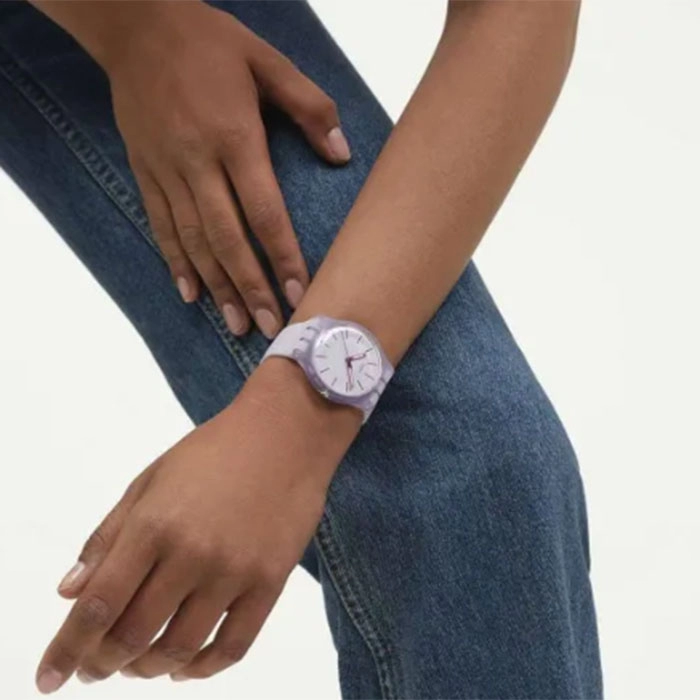 ΡΟΛΟΙ SWATCH  SO29V101 SWATCH Essentials Lavendaze Purple Silicone Strap