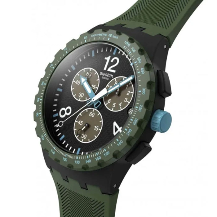 ΡΟΛΟΙ SWATCH  SUSB421 SWATCH Essentials Olive Rush Chronograph Green Silicone Strap