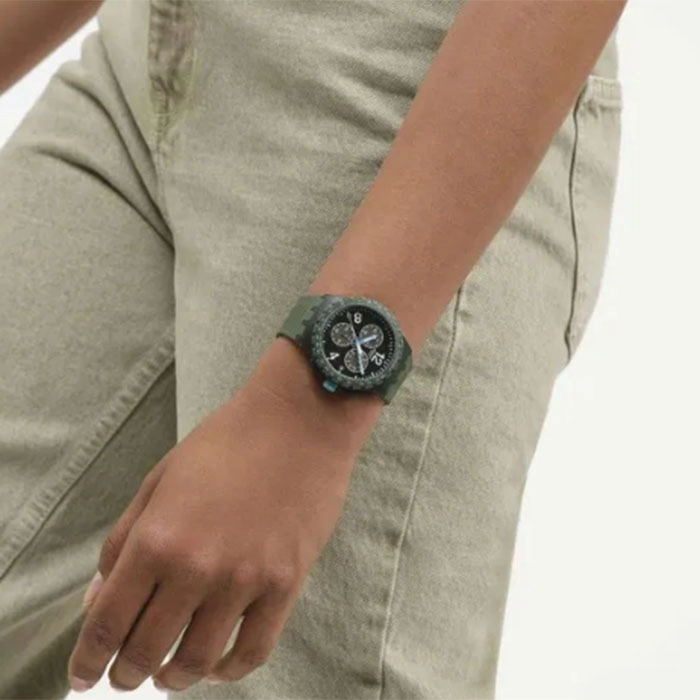 ΡΟΛΟΙ SWATCH  SUSB421 SWATCH Essentials Olive Rush Chronograph Green Silicone Strap