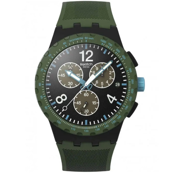 ΡΟΛΟΙ SWATCH  SUSB421 SWATCH Essentials Olive Rush Chronograph Green Silicone Strap