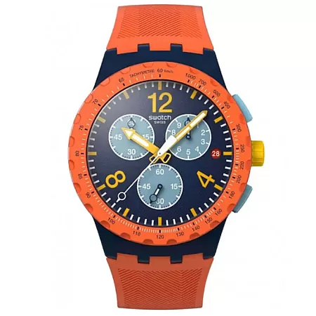 ΡΟΛΟΙ SWATCH  SUSI400 SWATCH Essentials Camo Flash Chronograph Orange Silicone Strap