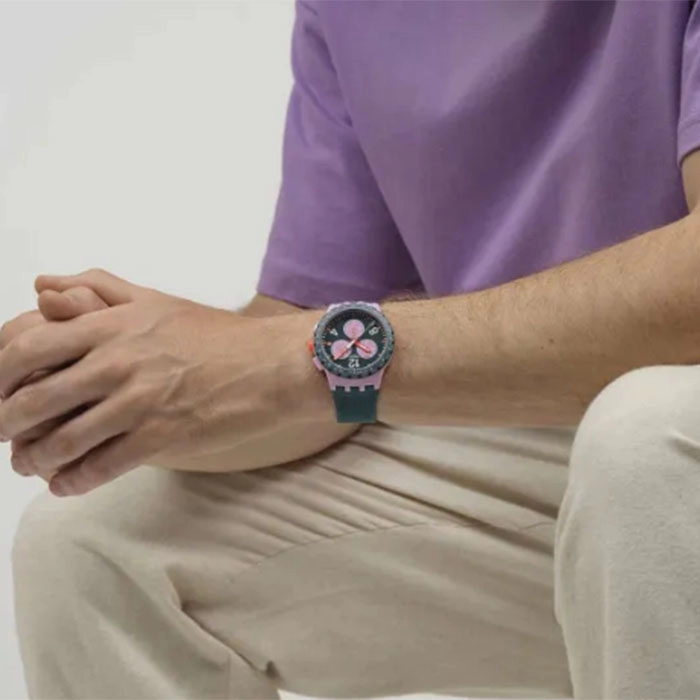 ΡΟΛΟΙ SWATCH  SUSP400 SWATCH Essentials Camo Flash Chronograph Orange Silicone Strap