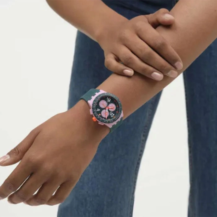 ΡΟΛΟΙ SWATCH  SUSP400 SWATCH Essentials Camo Flash Chronograph Orange Silicone Strap