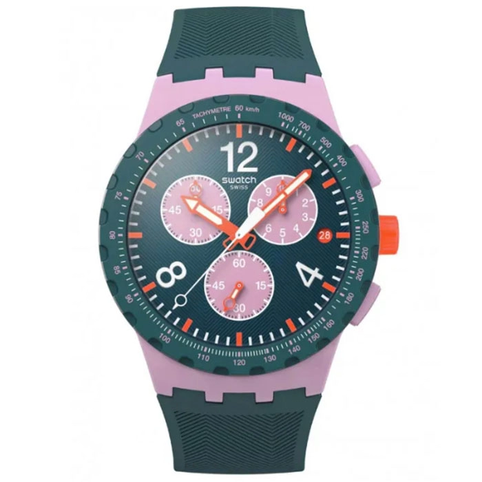 ΡΟΛΟΙ SWATCH  SUSP400 SWATCH Essentials Camo Flash Chronograph Orange Silicone Strap