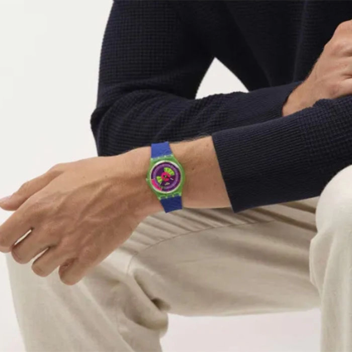 ΡΟΛΟΙ SWATCH  SO28G704 SWATCH Neon Skychart Blue Silicone Strap