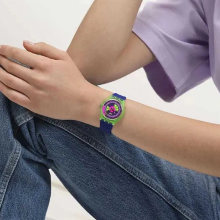 ΡΟΛΟΙ SWATCH  SO28G704 SWATCH Neon Skychart Blue Silicone Strap