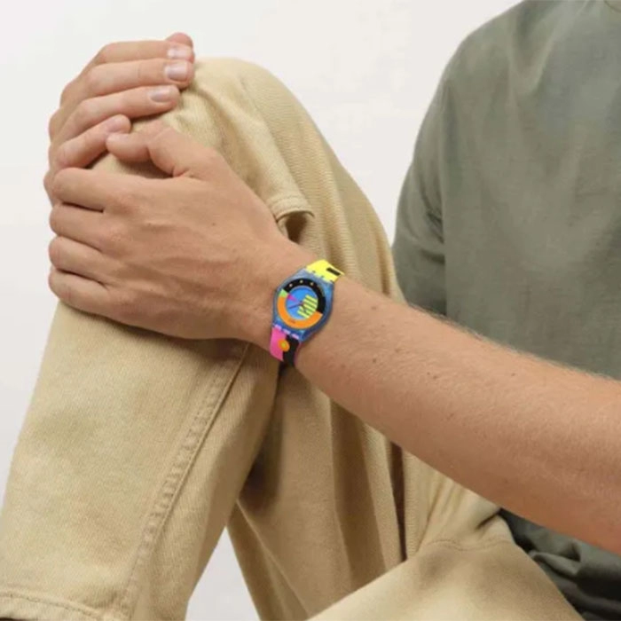 ΡΟΛΟΙ SWATCH  SS08S101 SWATCH Neon Flumotions Multicolor Silicone Strap