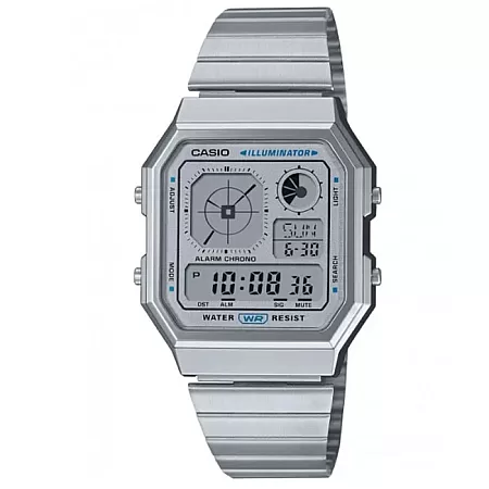 ΡΟΛΟΙ CASIO   A-130WE-7AEF CASIO Vintage Dual Time Chronograph Silver Stainless Steel Bracelet