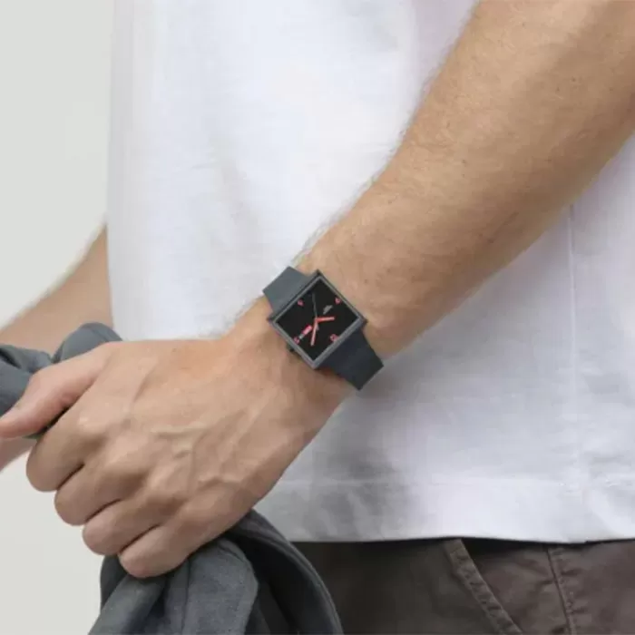 ΡΟΛΟΙ SWATCH  SO34M701 SWATCH Essentials Squared Off Grey Silicone Strap