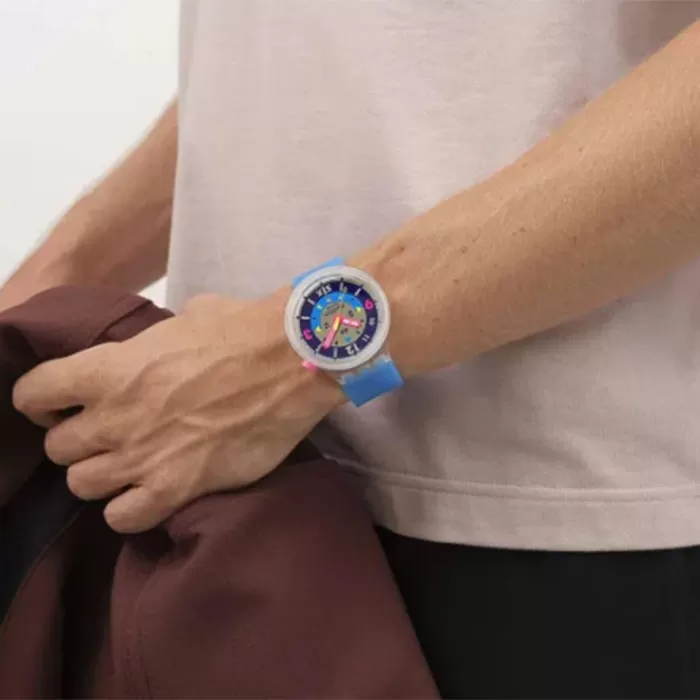 ΡΟΛΟΙ SWATCH   SB01K400 SWATCH Neon Hielo Blue Silicone Strap