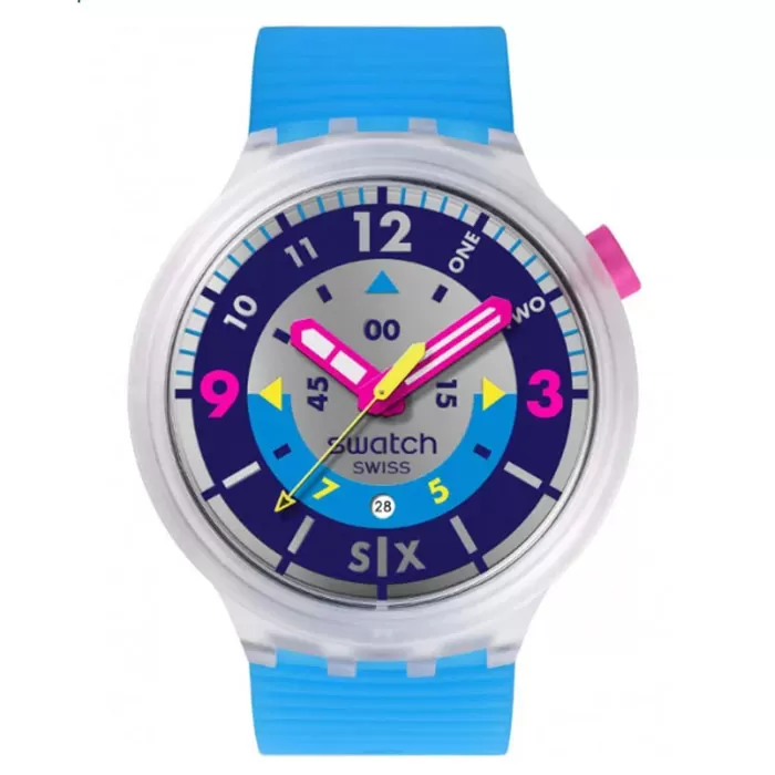 ΡΟΛΟΙ SWATCH   SB01K400 SWATCH Neon Hielo Blue Silicone Strap