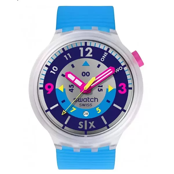 ΡΟΛΟΙ SWATCH   SB01K400 SWATCH Neon Hielo Blue Silicone Strap