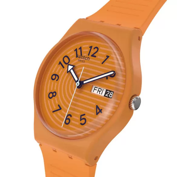 ΡΟΛΟΙ SWATCH  SO28O703  SWATCH  Trendy Lines In Sienna Orange Silicone Strap