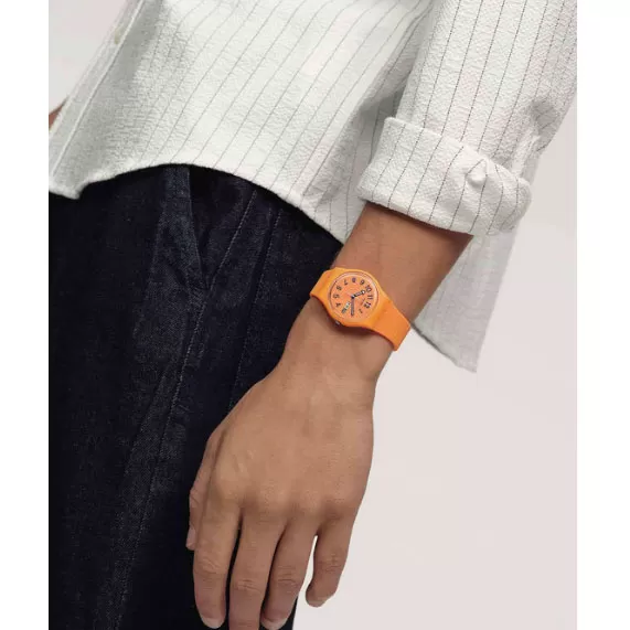 ΡΟΛΟΙ SWATCH  SO28O703  SWATCH  Trendy Lines In Sienna Orange Silicone Strap