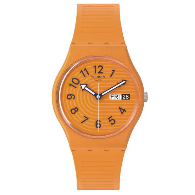 ΡΟΛΟΙ SWATCH  SO28O703  SWATCH  Trendy Lines In Sienna Orange Silicone Strap
