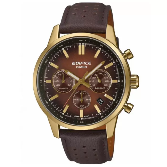 ΡΟΛΟΙ  CASIO  EFR-575CL-5AEF CASIO Edifice Chronograph Brown Leather Strap
