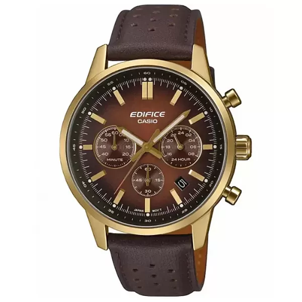 ΡΟΛΟΙ  CASIO  EFR-575CL-5AEF CASIO Edifice Chronograph Brown Leather Strap