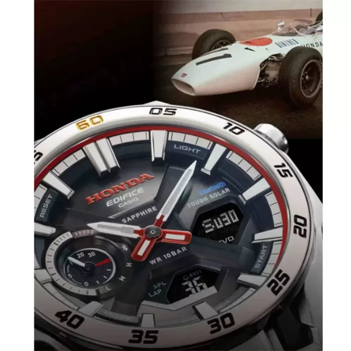 ΡΟΛΟΙ CASIO  ECB-2300HR-1AER CASIO Edifice Solar Dual Time Chronograph White Leather Strap