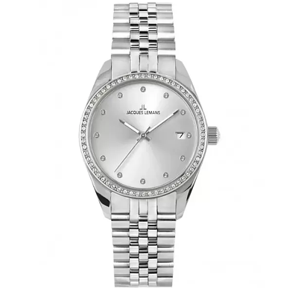 Ρολόι Jacques LEMANS 1-2133D JACQUES LEMANS Derby Crystals Silver Stainless Steel Bracelet