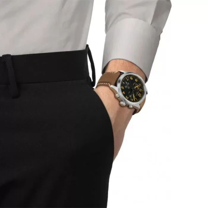 ΡΟΛΟΙ TISSOT  T1164171605201 TISSOT T-Sport Chrono L Brown Leather Strap