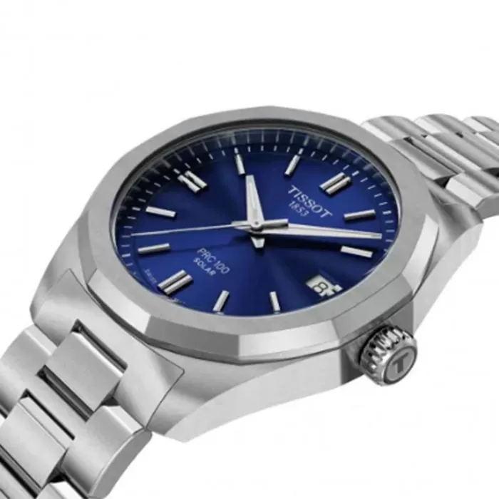 ΡΟΛΟΙ TISSOT  T1518221104100  TISSOT T-Classic PRC 100 Solar Silver Stainless Steel Bracelet