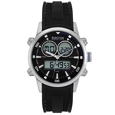 Ρολόι REACTION KENNETH COLE RK50971001 REACTION KENNETH COLE Ana-Digi Chronograph Black Silicone Strap