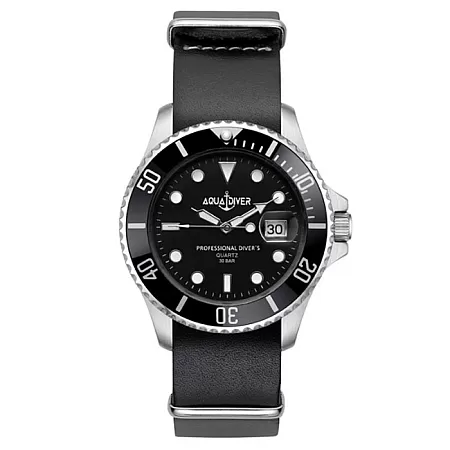 ΡΟΛΟΙ AQUADIVER 14584296L-BLACK AQUADIVER Water Master Black Leather Strap