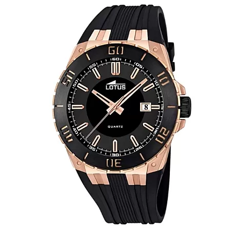 ΡΟΛΟΙ LOTUS L15808/1 LOTUS Gents Black Rubber Strap