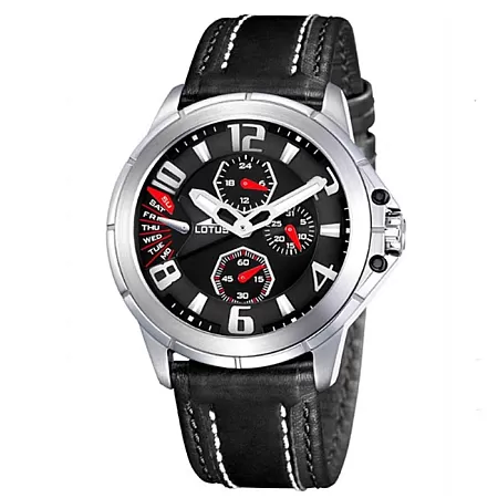 ΡΟΛΟΙ LOTUS L15544/3 LOTUS Gents Black Leather Strap