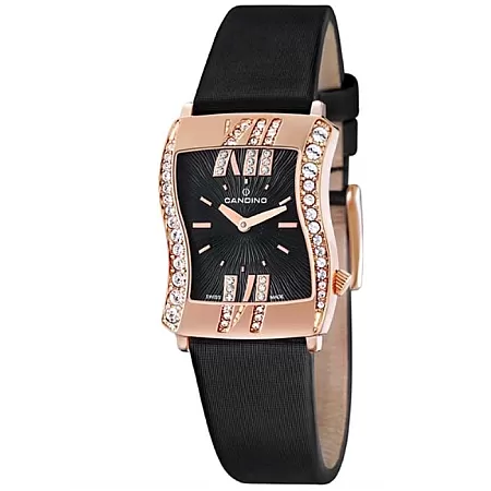 ΡΟΛΟΙ CANDINO  C4425/2 CANDINO Ladies Crystals Black Leather Bracelet